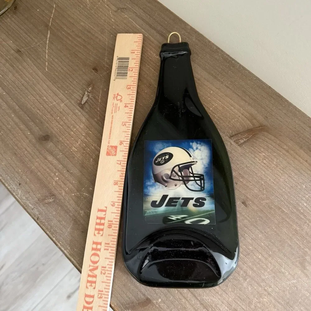 Flat Melted Beer Vine Bottle NFL NY Jets Wall Decor